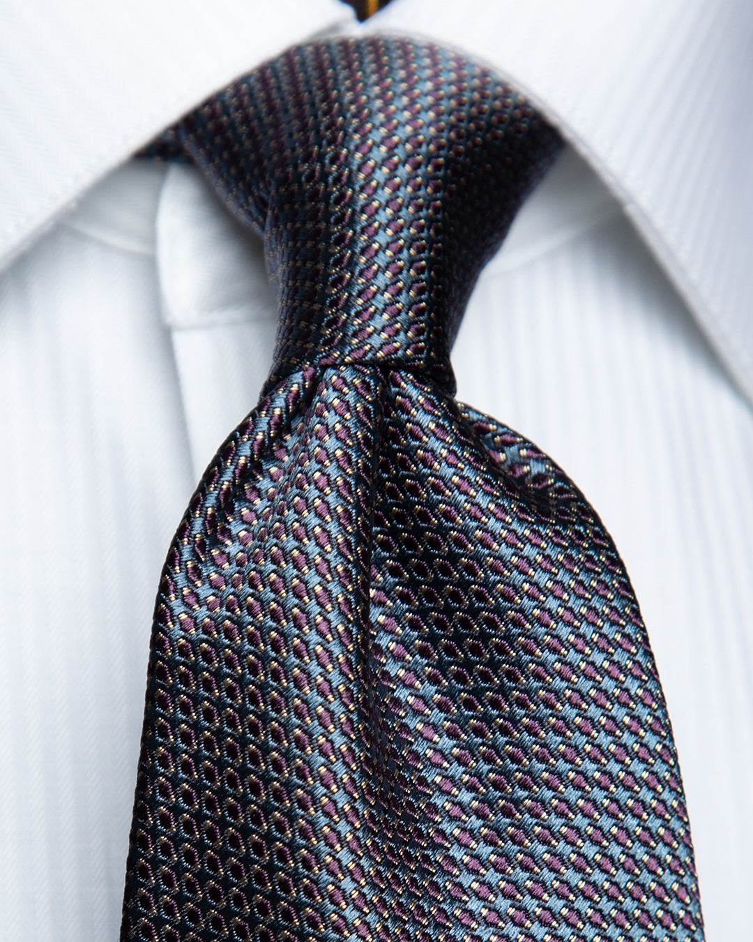 Midnight Blue Tie with Purple Micro-Jacquard