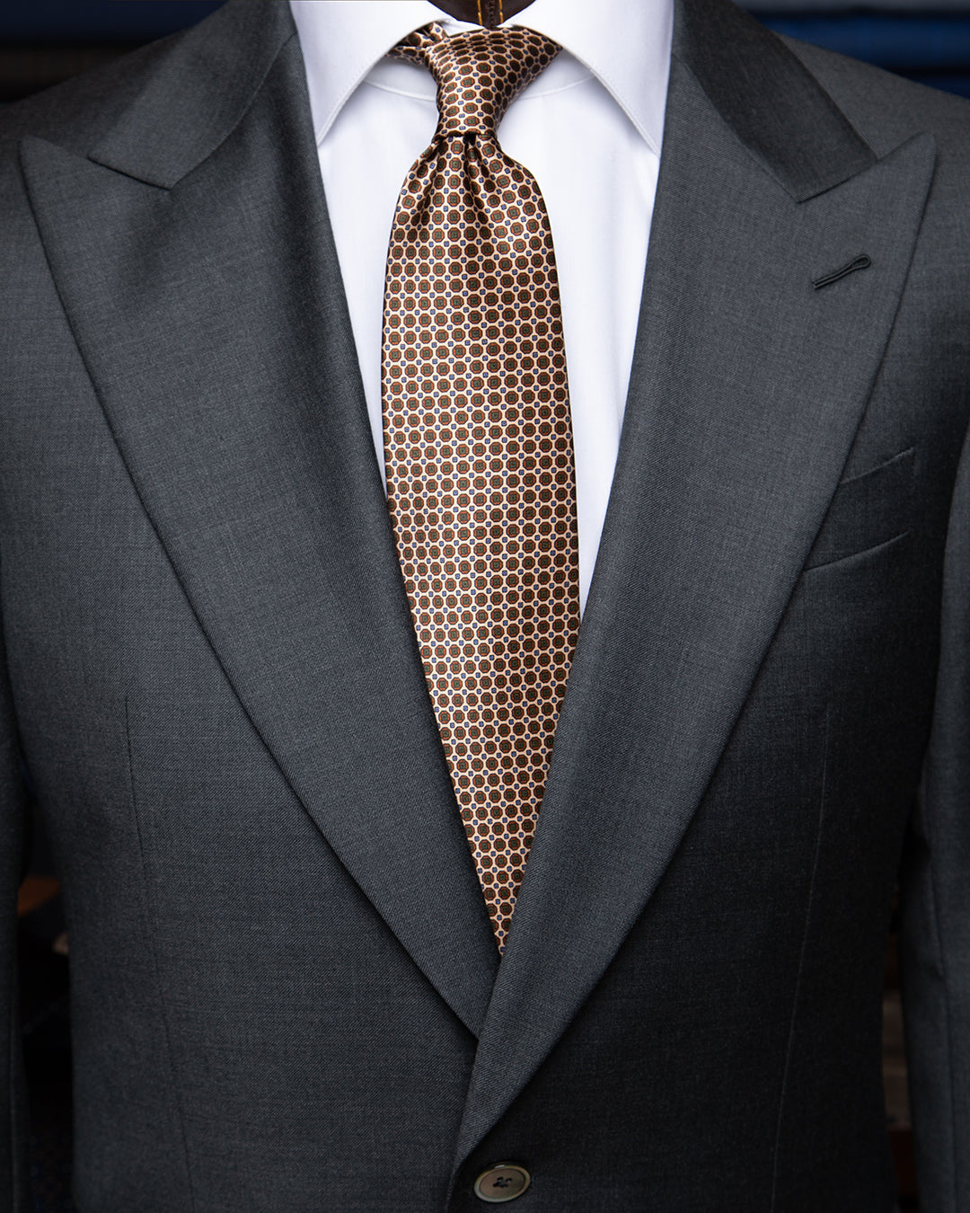 Champagne Tie with Bronze Greek Micro Pattern