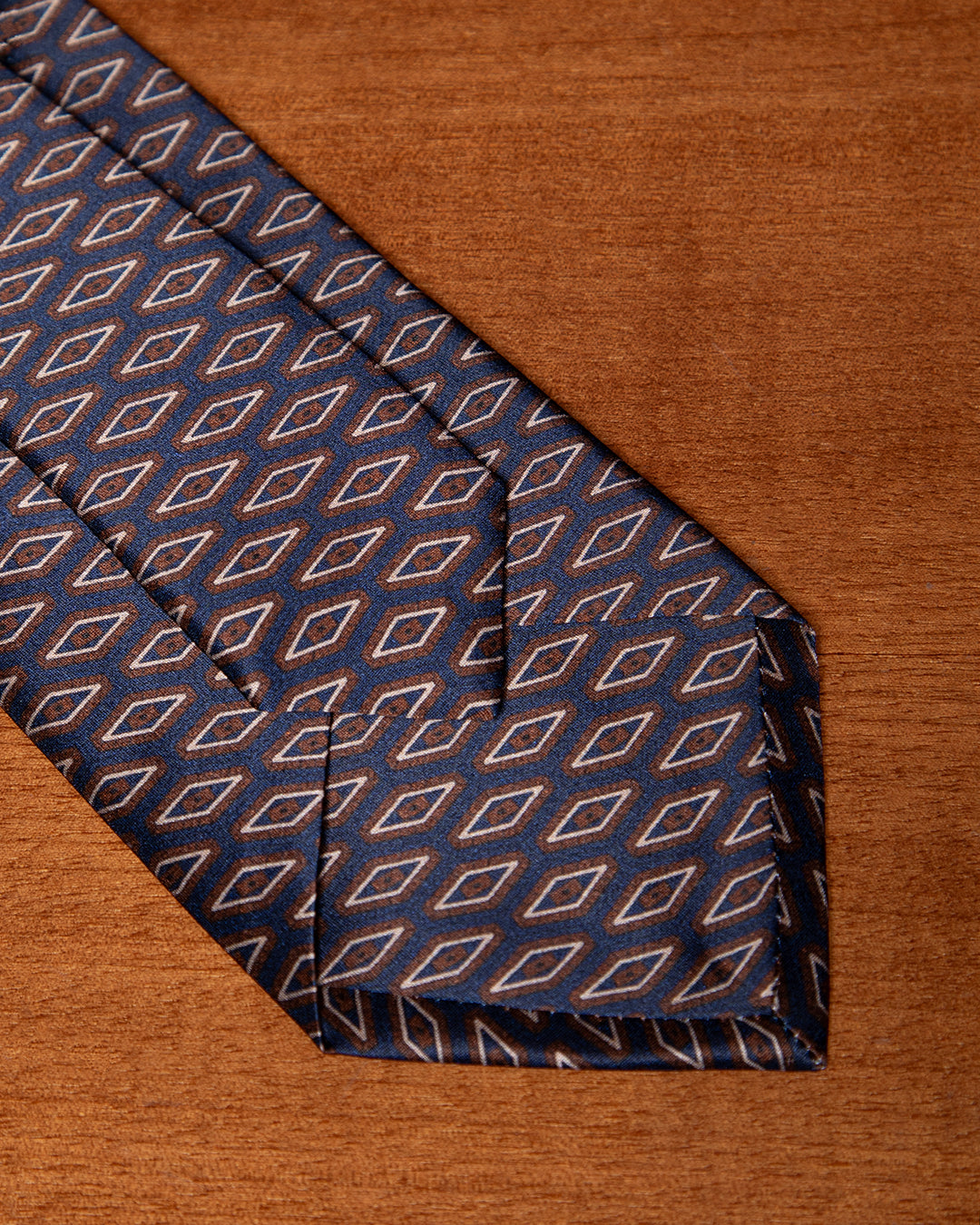 Dark Blue Tie with Brown Diamonds