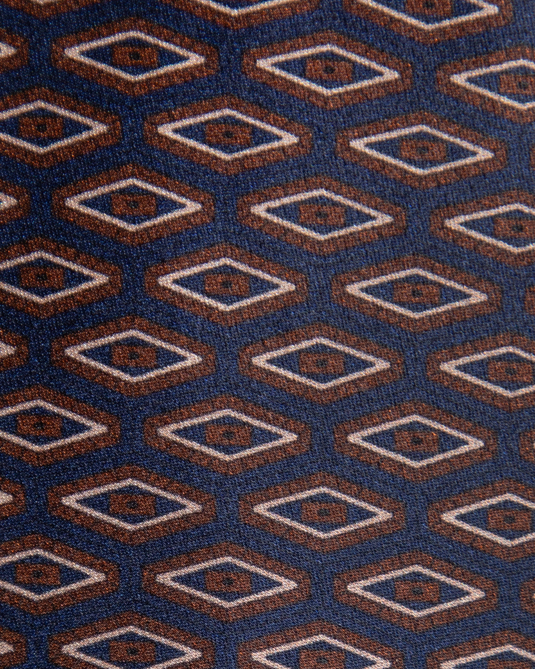 Dark Blue Tie with Brown Diamonds