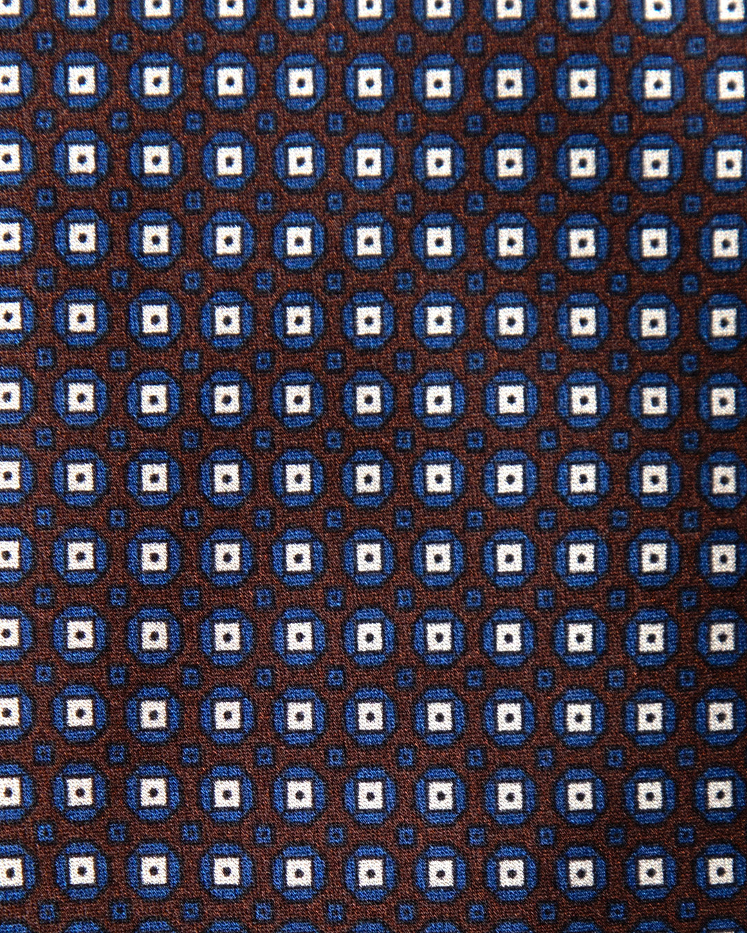 Brown and Blue Tie with Geometric Lattice Pattern