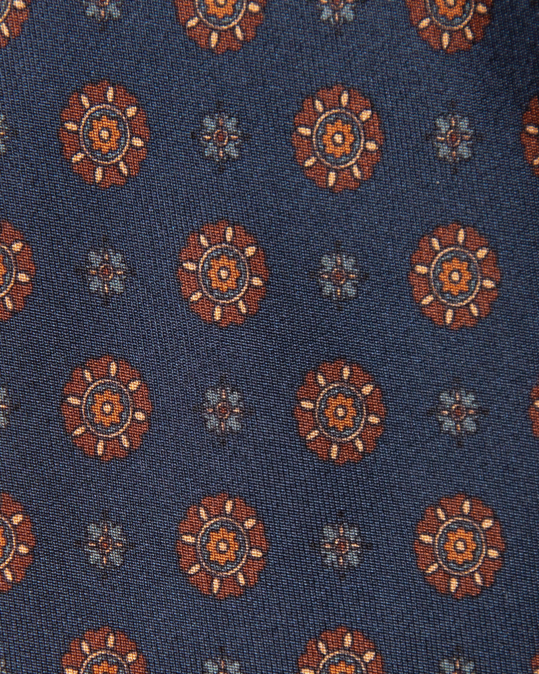 Cravatta Blu Antracite con Micro-Fiori Rame