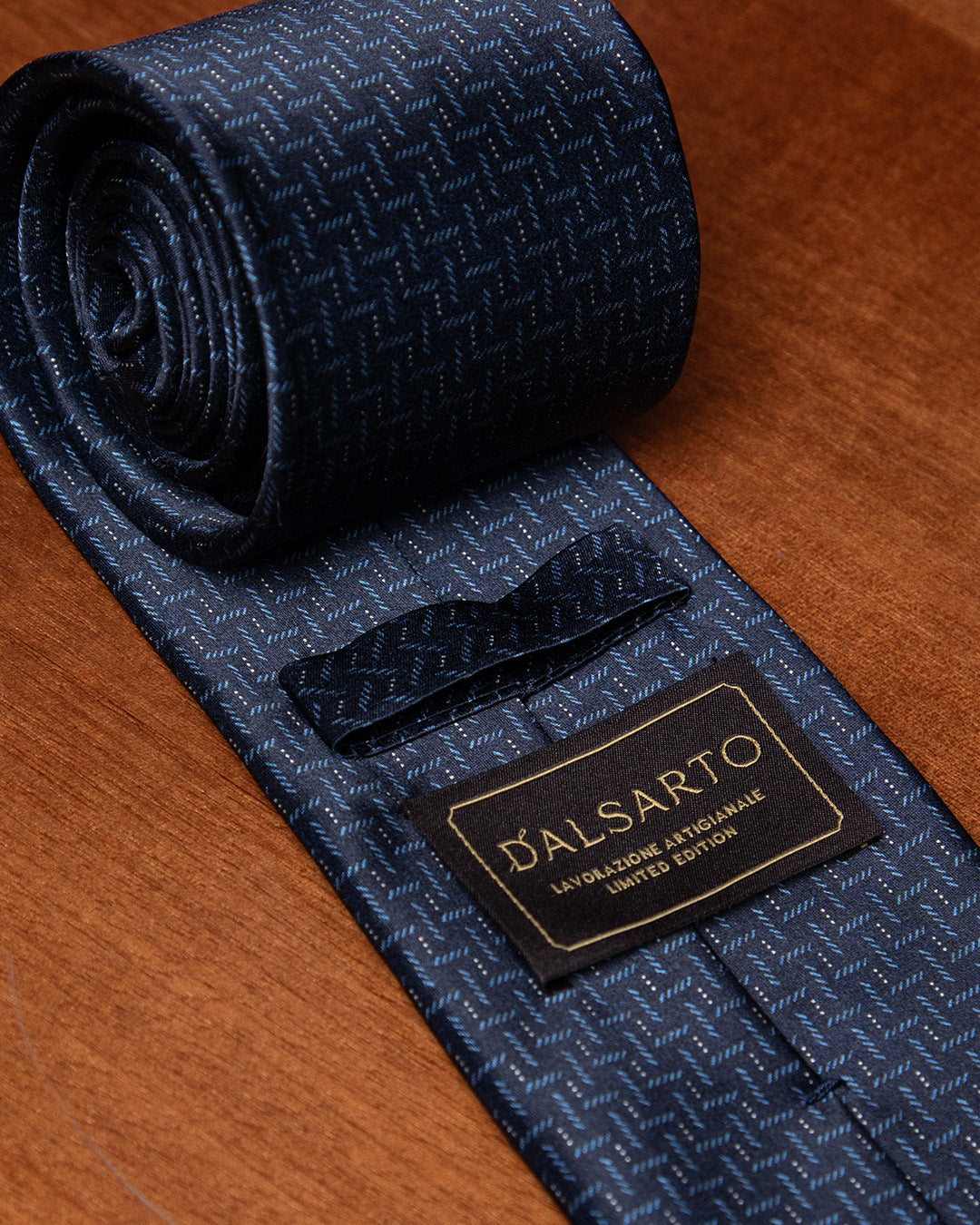 Midnight Blue Tie with Sky Blue W oven Micro-Texture