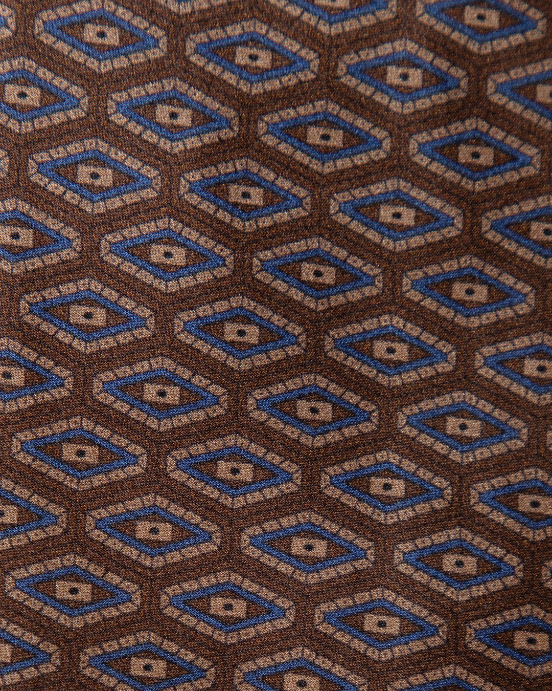 Brown Tie with Dark Blue Diamonds