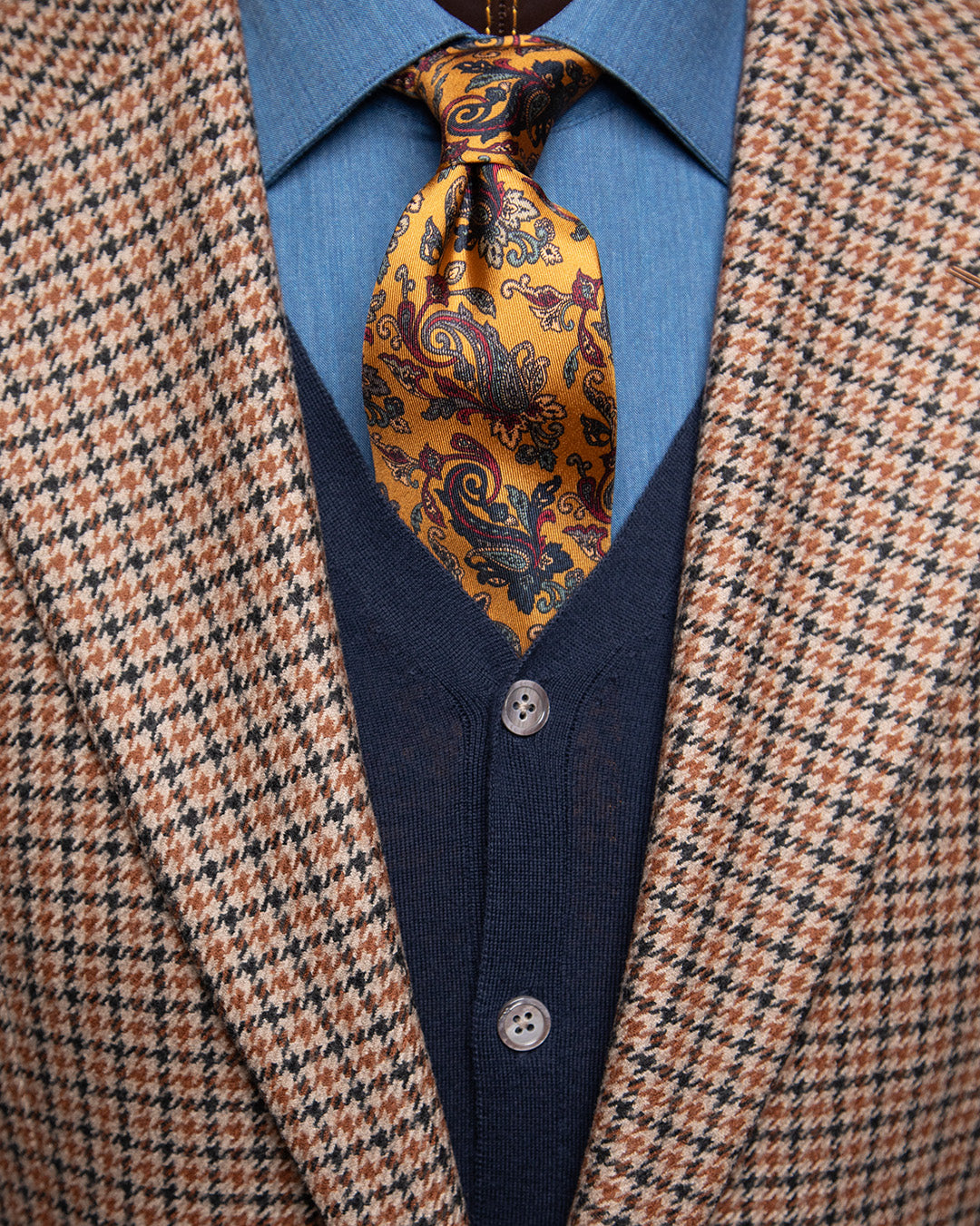 Saffron and Ruby Floral Pattern Yellow Tie