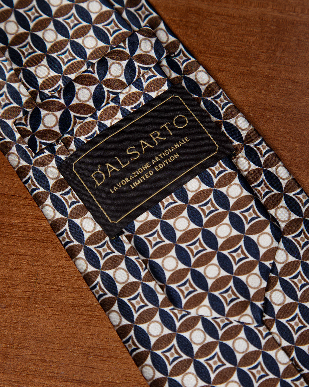 Brown and Ivory Geometric Mosaic Tie