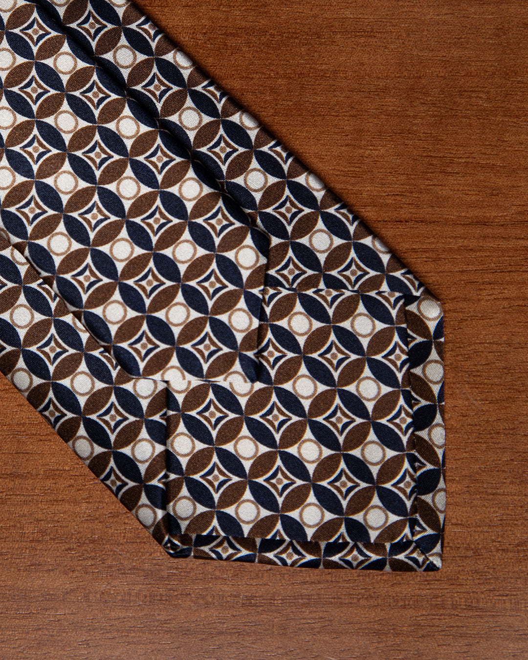 Brown and Ivory Geometric Mosaic Tie