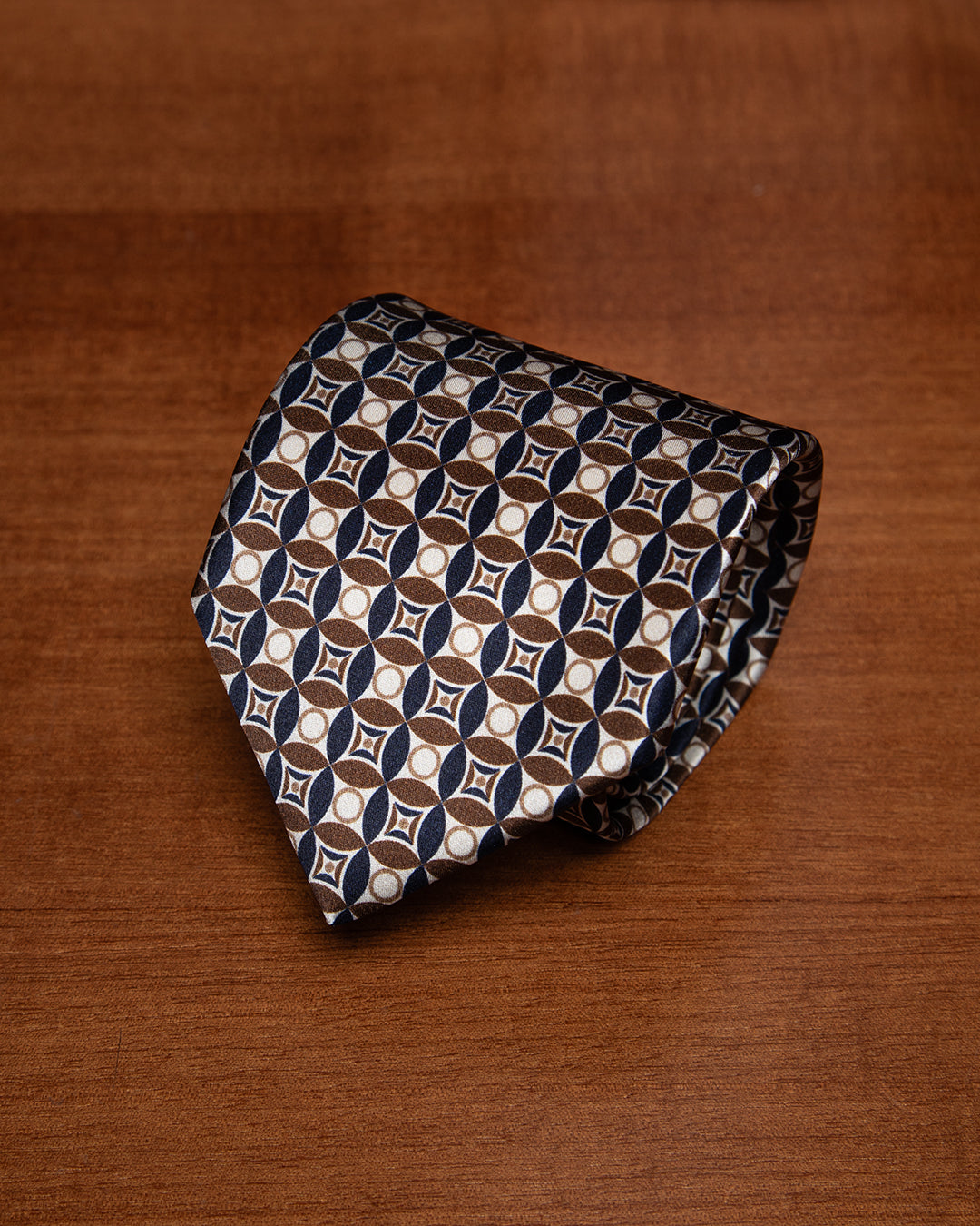 Brown and Ivory Geometric Mosaic Tie