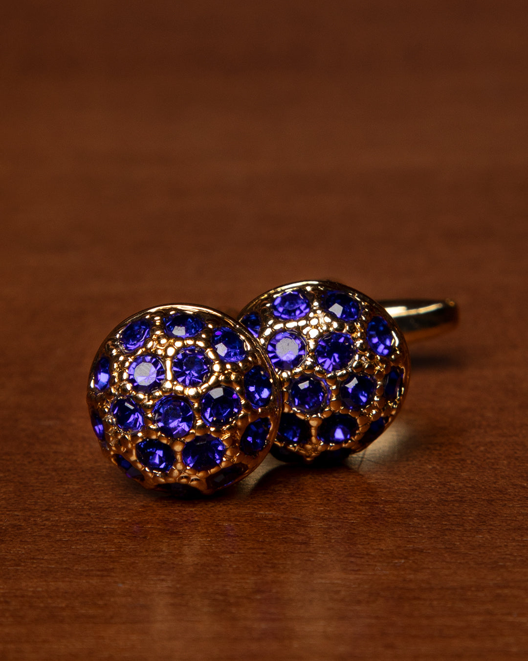 Gemelli Color Oro con Pietra Incastonata Blu