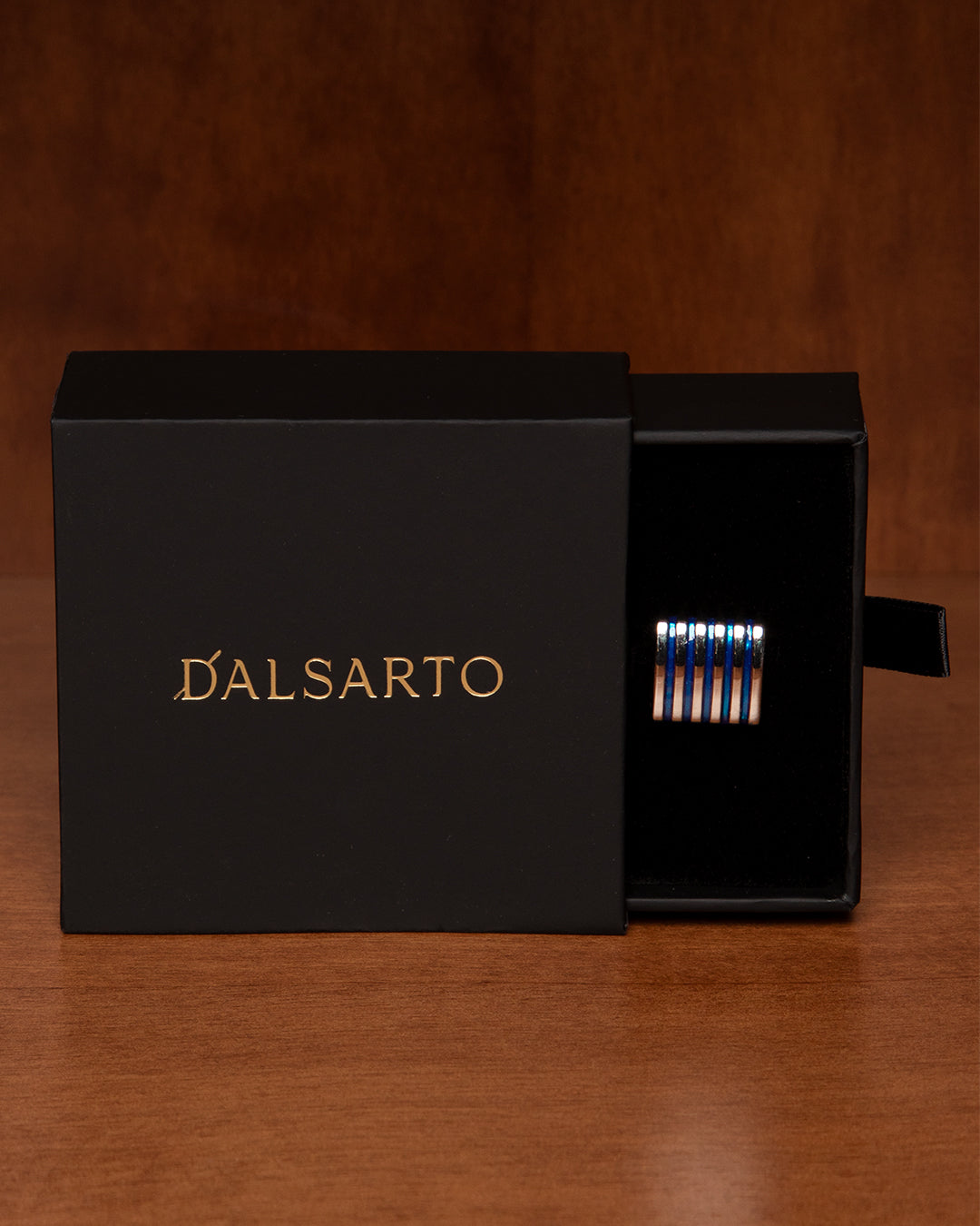 Silver and Blue Rectangular Cufflinks