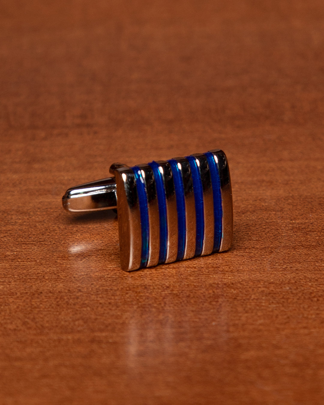 Silver and Blue Rectangular Cufflinks