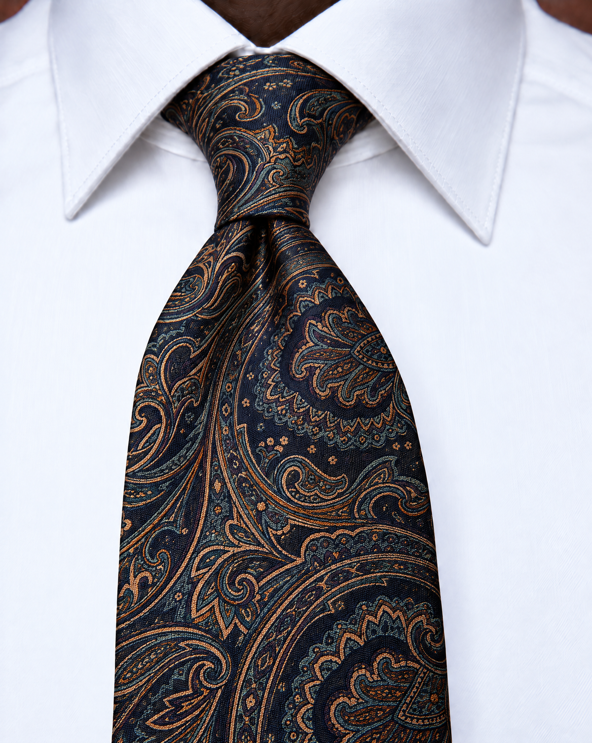Cravatta Paisley Imperial Blu e Bronzo Dorato