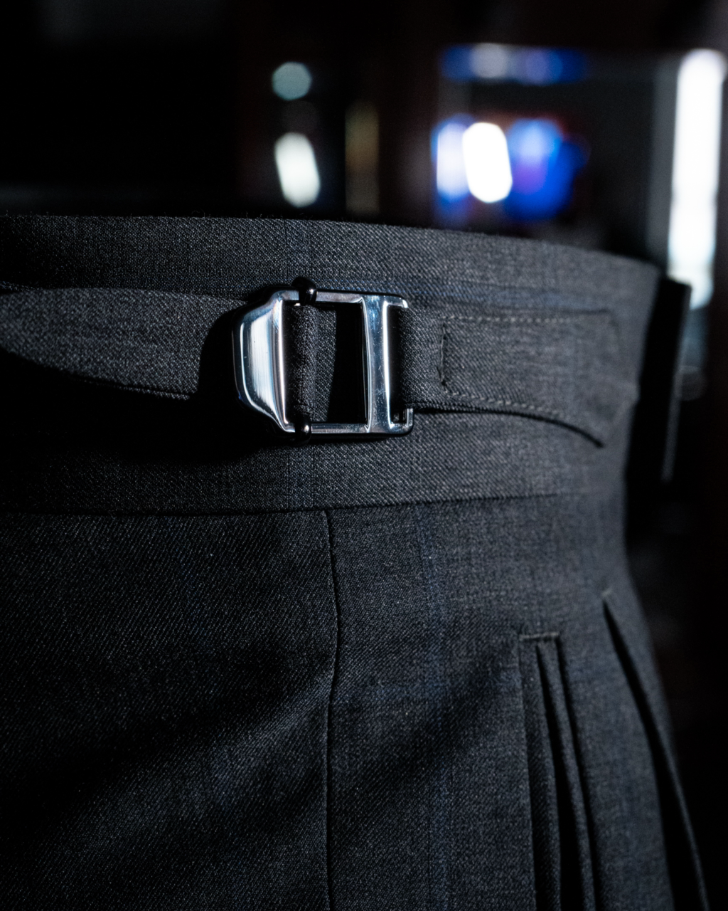 Pantalone Borromini Grigio Scuro Quadri Blu