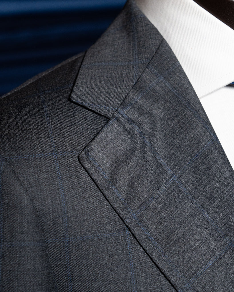 Abito Giotto Grigio Scuro Quadri Blu con Gilet