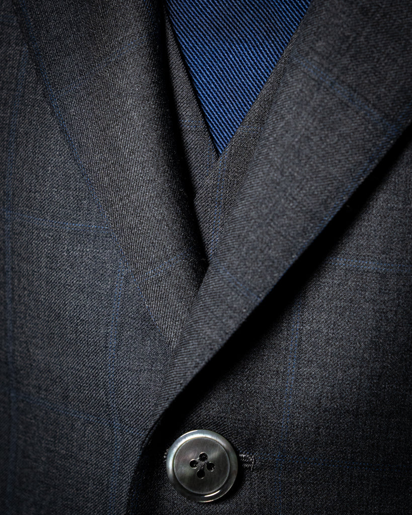 Abito Giotto Grigio Scuro Quadri Blu con Gilet