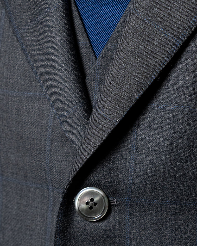 Abito Giotto Grigio Scuro Quadri Blu con Gilet