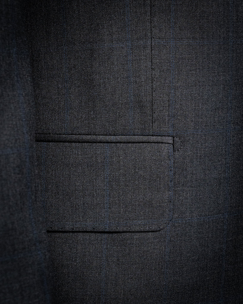 Abito Giotto Grigio Scuro Quadri Blu con Gilet