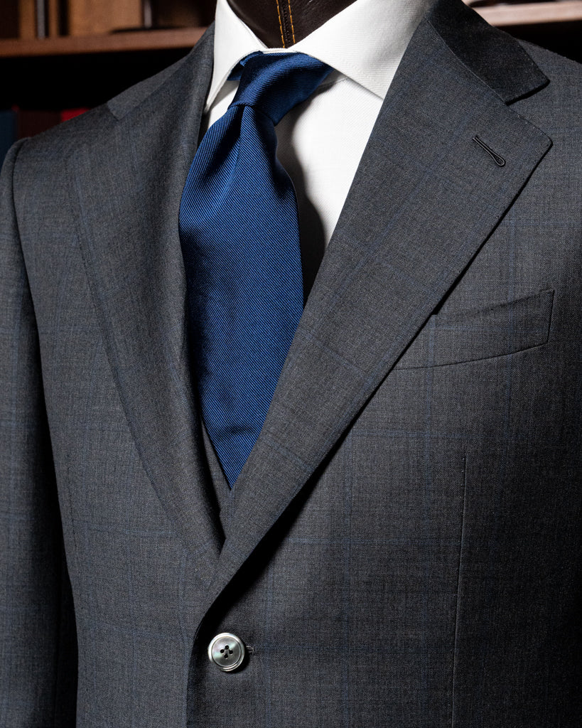 Abito Giotto Grigio Scuro Quadri Blu con Gilet