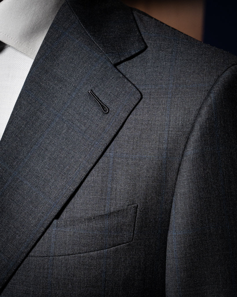 Abito Giotto Grigio Scuro Quadri Blu con Gilet