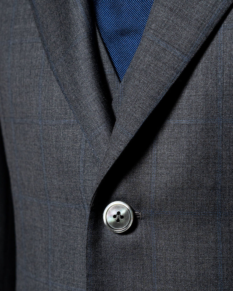 Abito Giotto Grigio Scuro Quadri Blu con Gilet