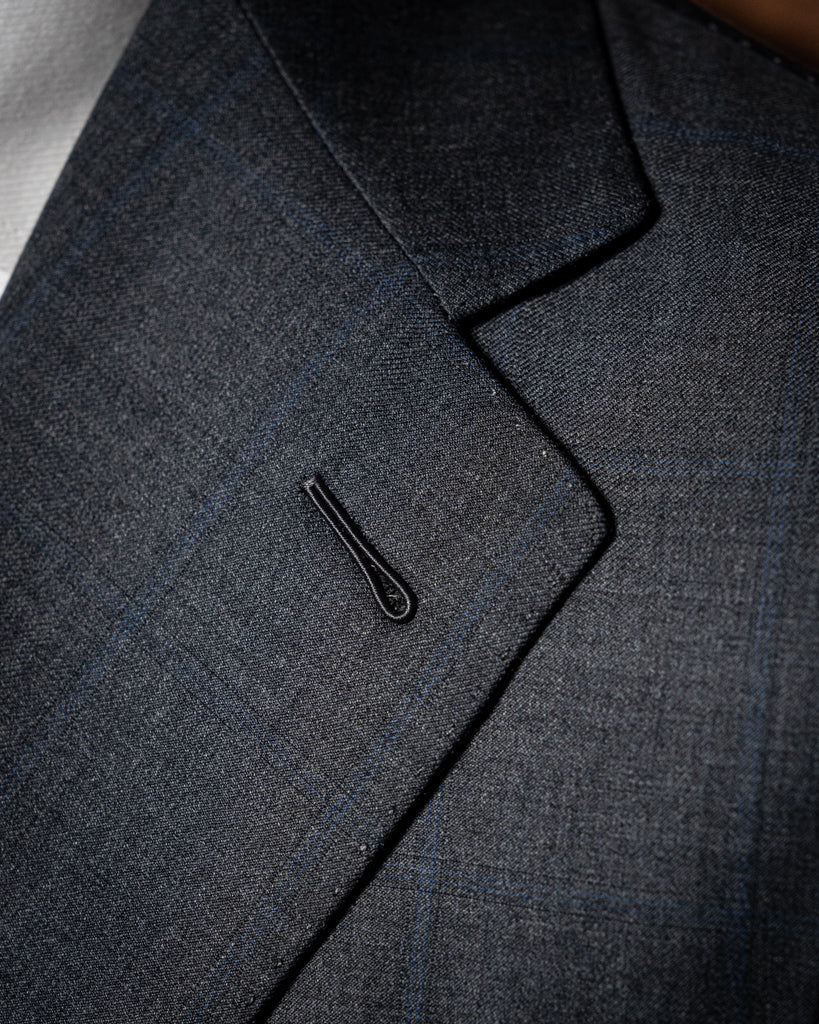 Abito Giotto Grigio Scuro Quadri Blu con Gilet