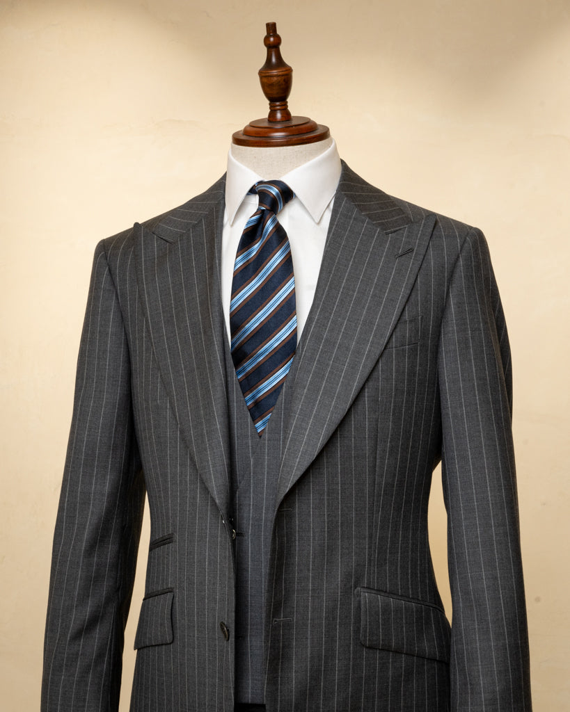 Abito Bernini Gessato Grigio con Gilet