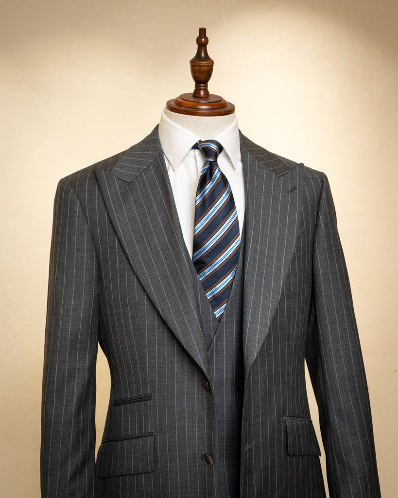 Abito Bernini Gessato Grigio con Gilet