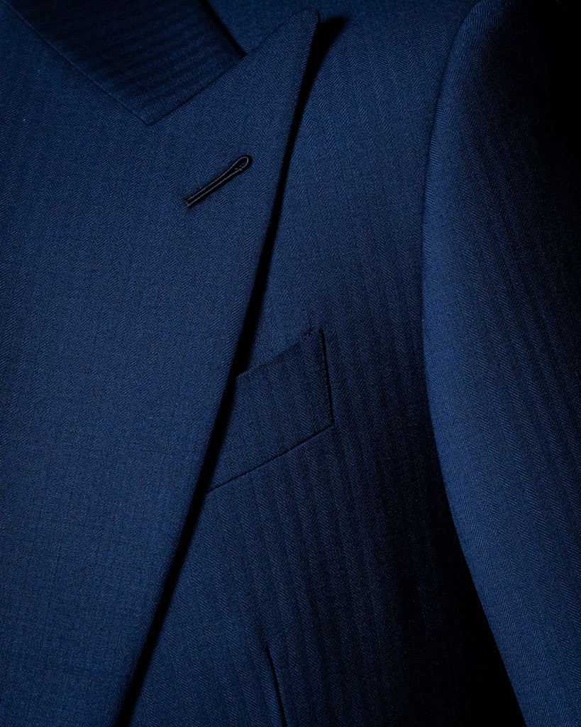 Abito Bernini Blu Chiaro Spinato con Gilet