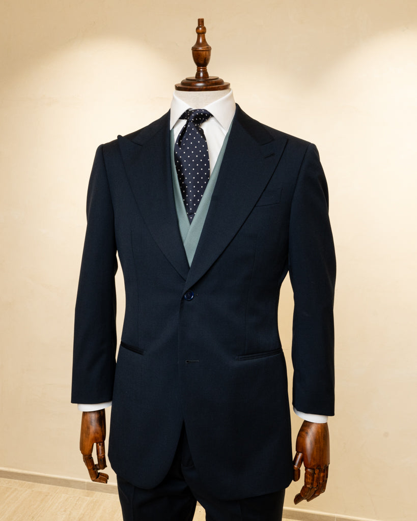 Abito Bernini Blu Grigio con Gilet Verde Menta