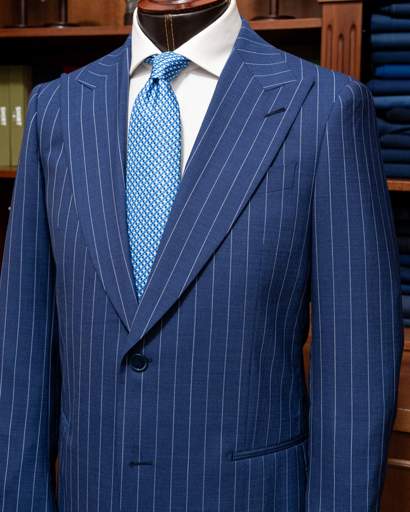 Abito Bernini Blu Navy Gessato Bianco