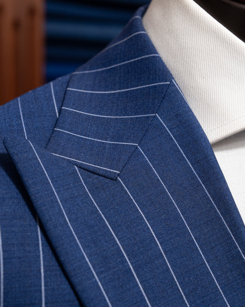 Abito Bernini Blu Navy Gessato Bianco