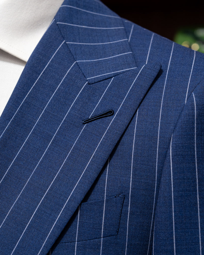 Abito Bernini Blu Navy Gessato Bianco