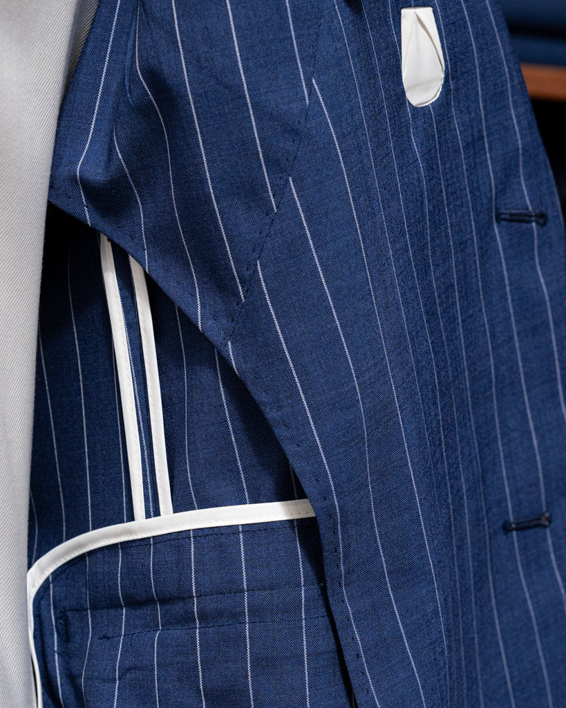 Abito Bernini Blu Navy Gessato Bianco