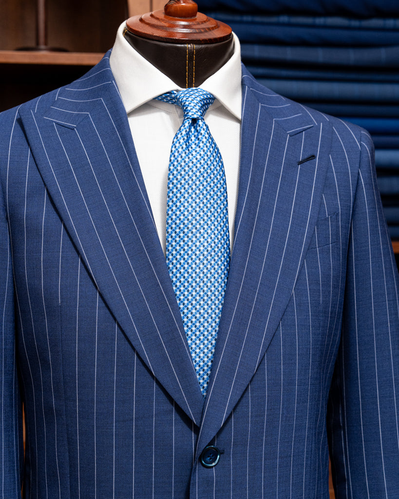 Abito Bernini Blu Navy Gessato Bianco