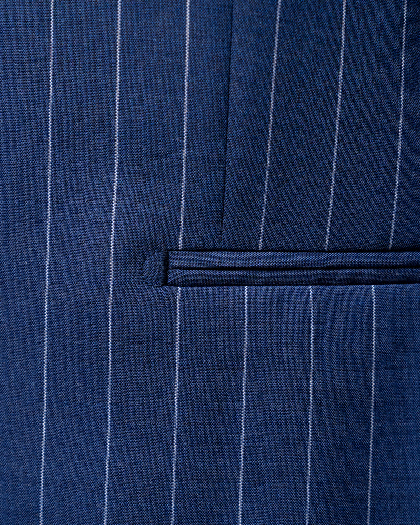 Abito Bernini Blu Navy Gessato Bianco