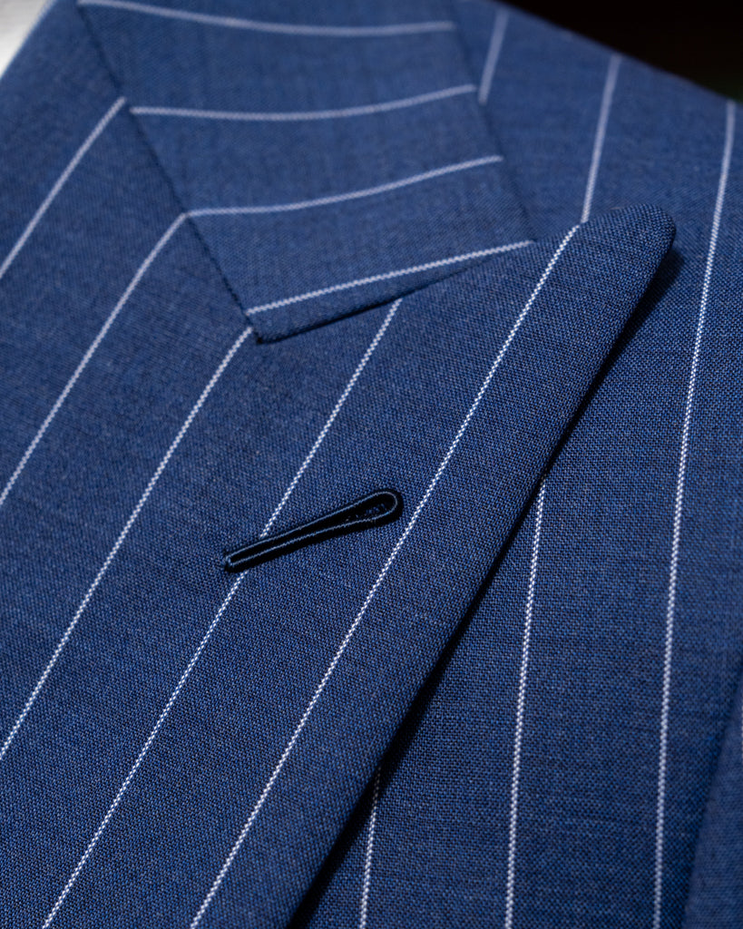 Abito Bernini Blu Navy Gessato Bianco