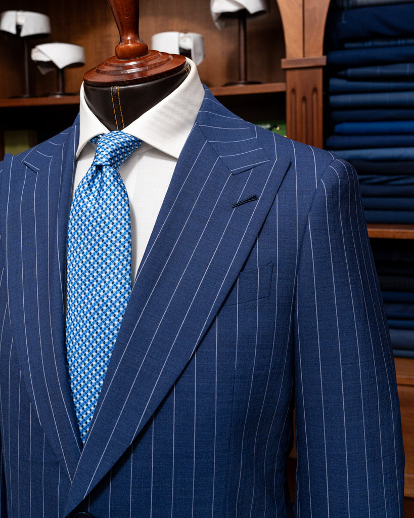 Abito Bernini Blu Navy Gessato Bianco