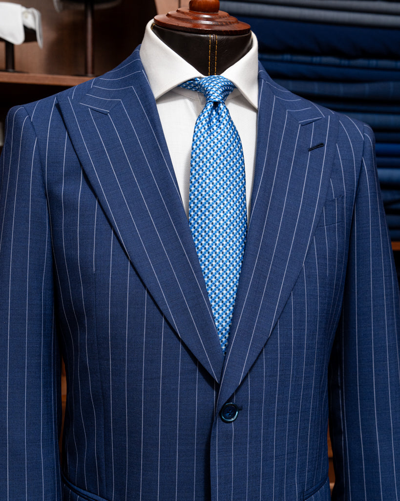 Abito Bernini Blu Navy Gessato Bianco