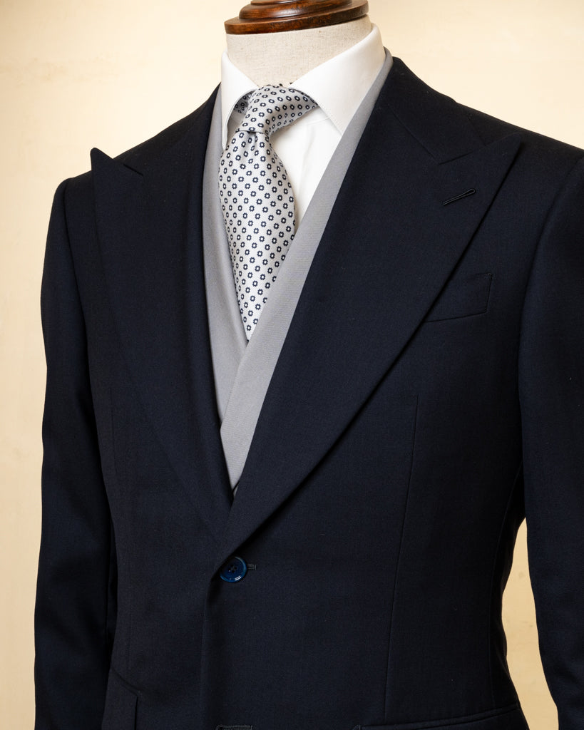Abito Bernini Blu Petrolio Scuro con Gilet Grigio
