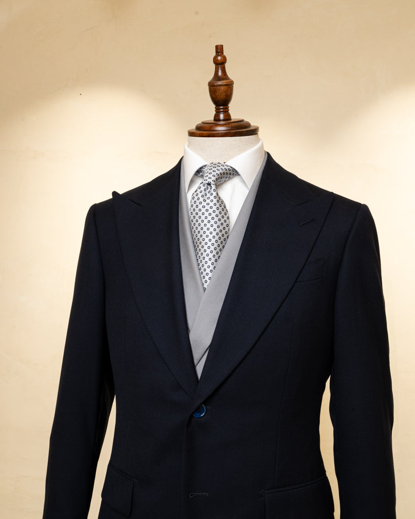 Abito Bernini Blu Petrolio Scuro con Gilet Grigio