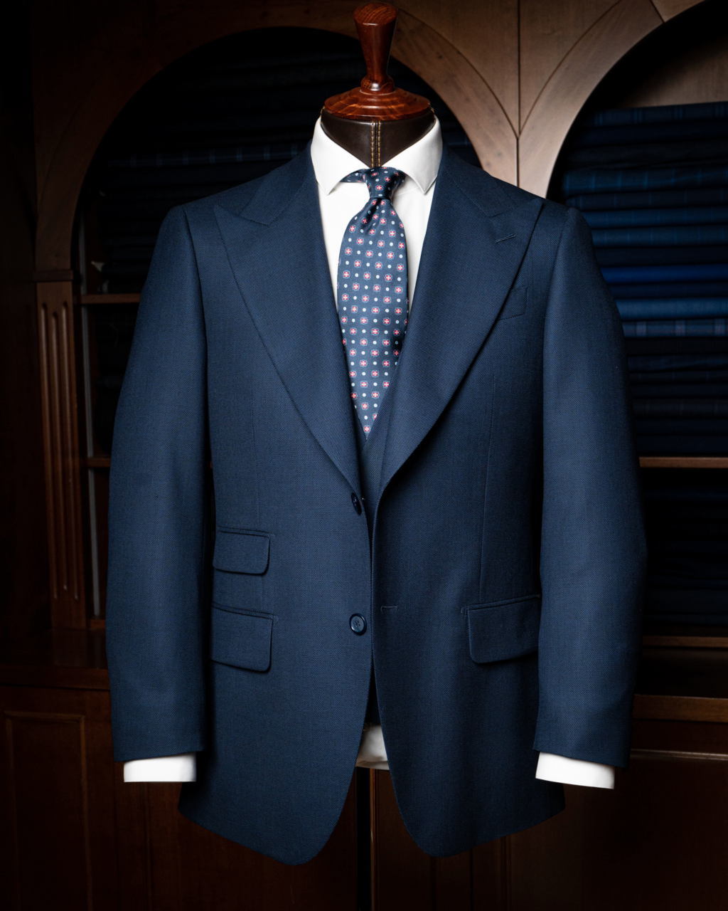 Abito Bernini Occhio di Pernice Blu Navy con Gilet