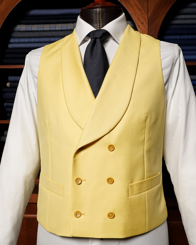 Abito Bernini Petrolio Scuro con Gilet Giallo