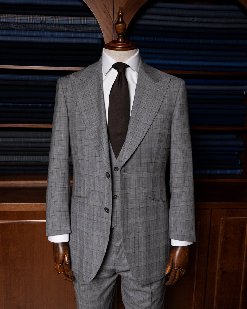 Abito Bernini Principe di Galles Grigio Chiaro con Gilet