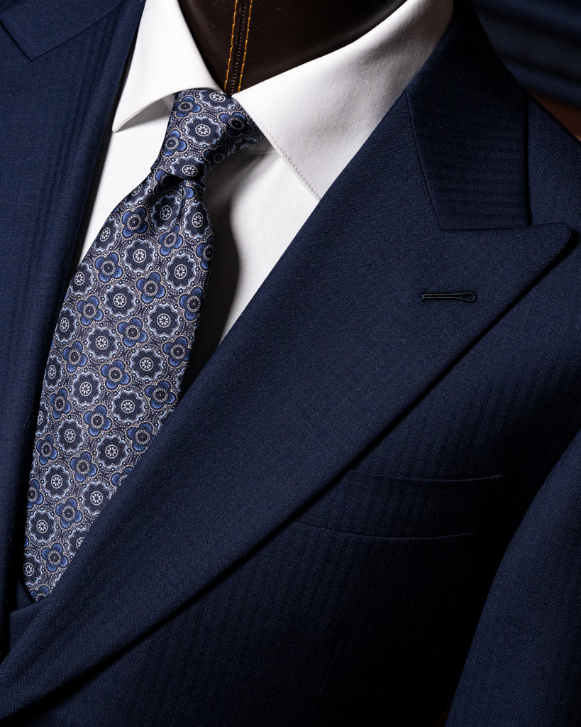 Abito Bernini Spinato Blu Navy con Gilet