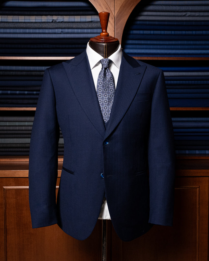 Abito Bernini Spinato Blu Navy con Gilet
