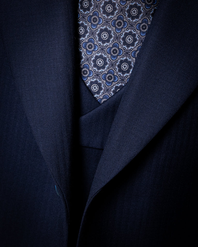Abito Bernini Spinato Blu Navy con Gilet