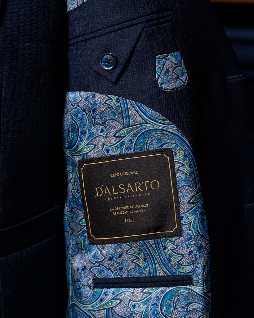 Abito Bernini Spinato Blu Navy con Gilet