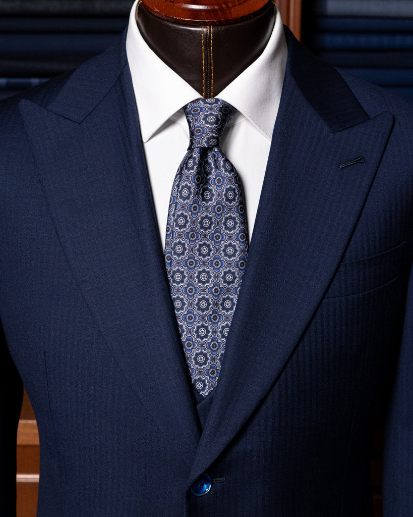 Abito Bernini Spinato Blu Navy con Gilet