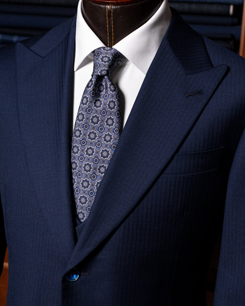 Abito Bernini Spinato Blu Navy con Gilet