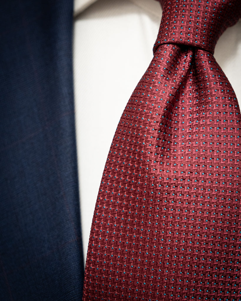 Giotto Blue Suit with Red Micro Checks and Vest
